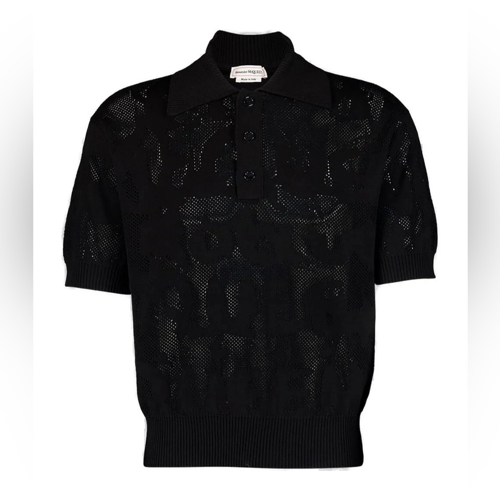 Alexander McQueen Open-Knit Cotton Polo Shirt